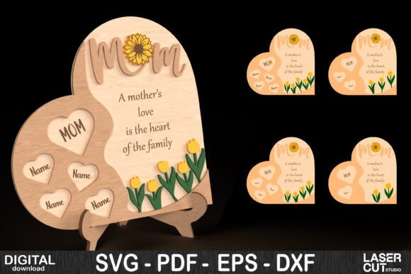 Letrero Familiar De Corazon Para El Dia De La Madre Creativo Digital